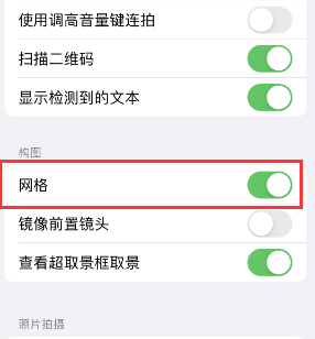 修水苹果手机维修网点分享iPhone如何开启九宫格构图功能 